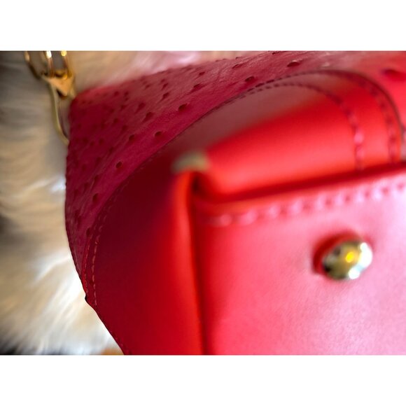 Pink Textured Handbag Ostrich Alligator With Gold Ring Accent shoulder purse PVC - Picture 13 of 16